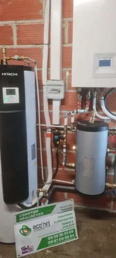 Prix pour remplacement chaudière gaz par pompe à chaleur Air/Eau et ballon thermodynamique à Launaguet proche de Toulouse, Toulouse, ECO'NRJ